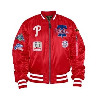 Red Philadelphia Phillies Alpha Industries X New Era Reversible MA-1 Bomber -NWT